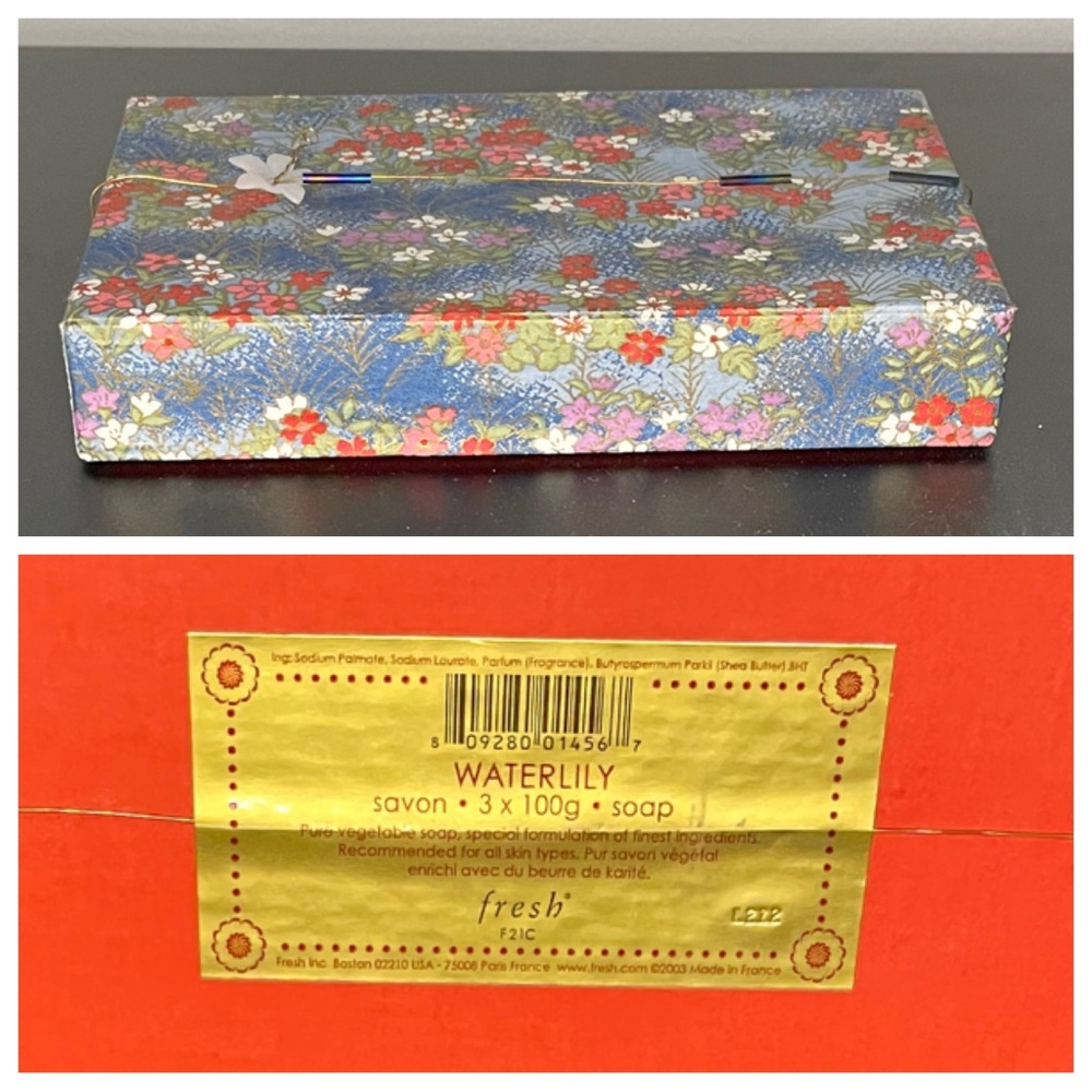 Fresh NIB box of 3 Waterlily soaps 100 gram each